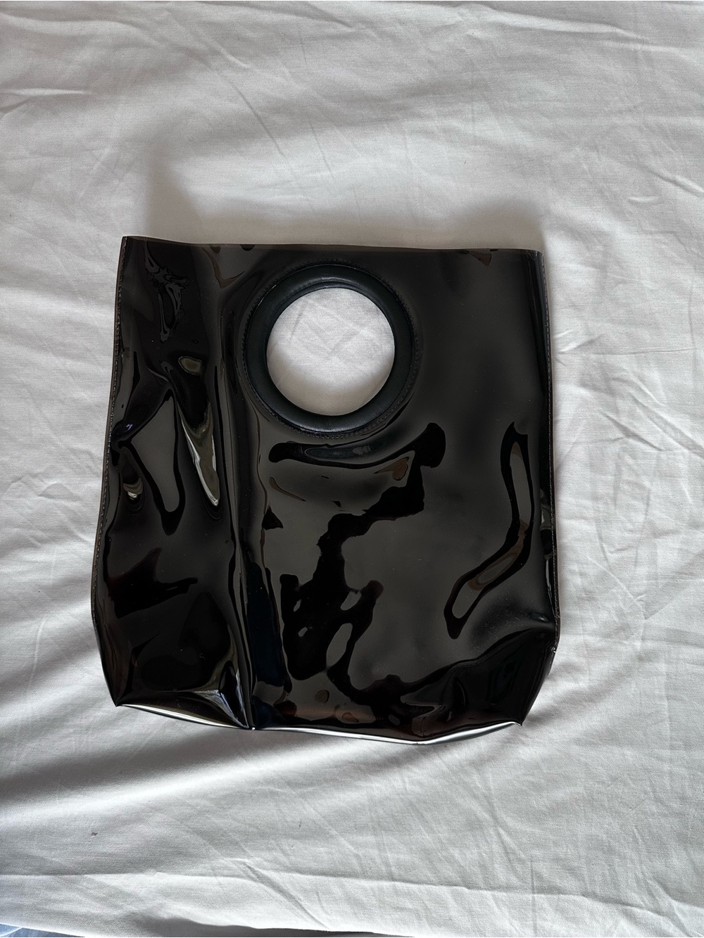 clear shiny vinyl latex purse
